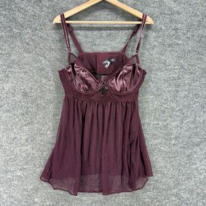 Torrid Night Gown Women 1 Purple Sleeveless Sheer Underwired Hook & Eye